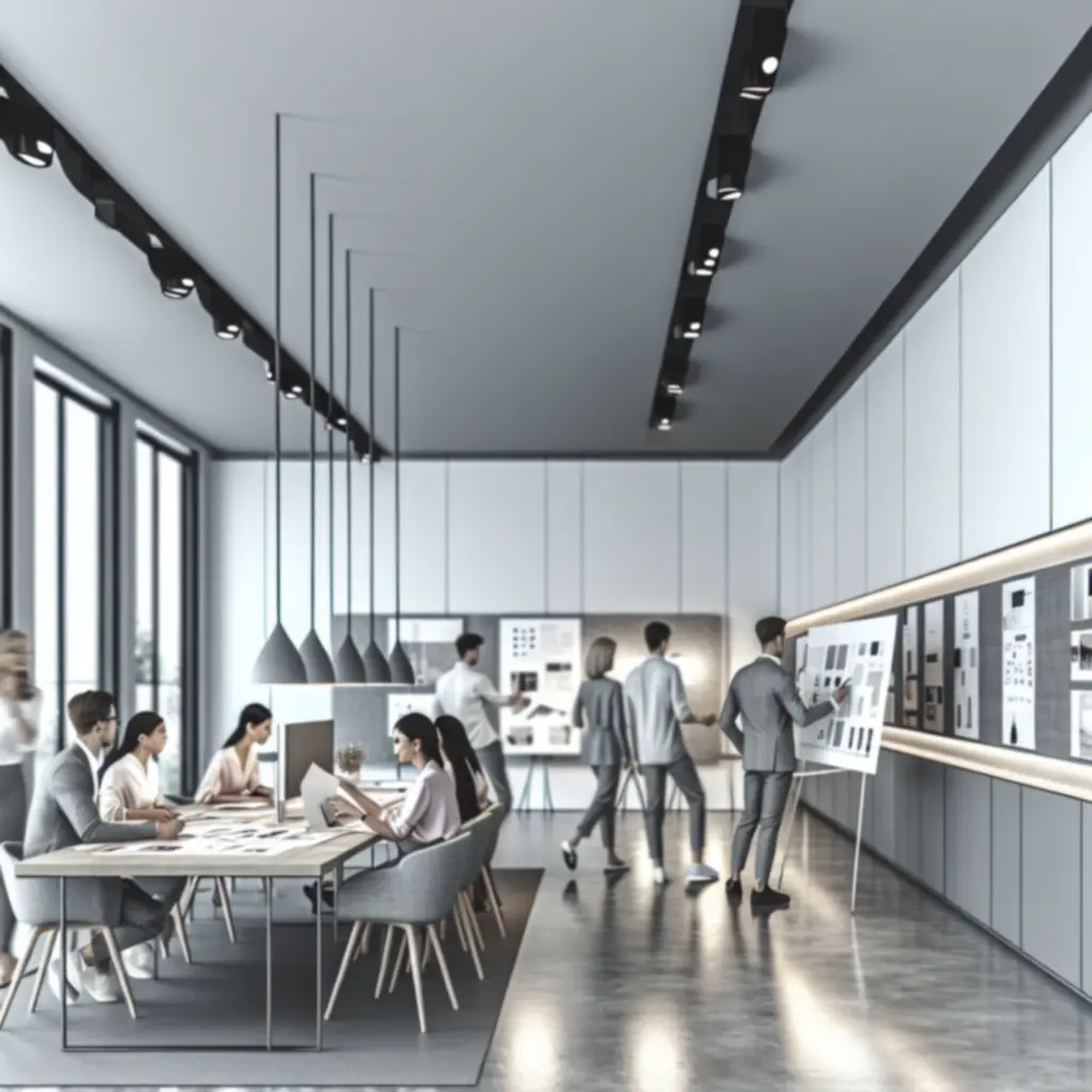 Nowoczesne studio projektowe ProjektBrand podczas pracy nad procesem marki