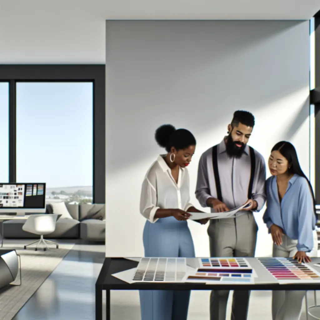 Zespół ProjektBrand pracujący wspólnie w nowoczesnym studio kreatywnym